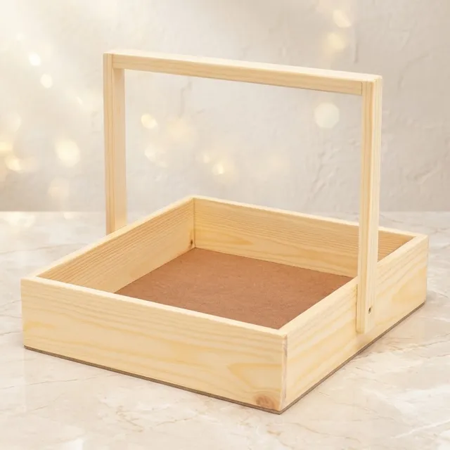 Wooden basket with handle
